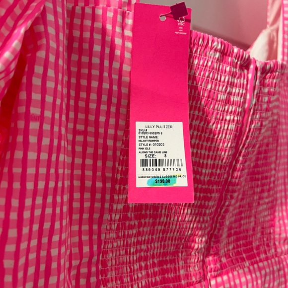 NWT Lilly Pulitzer Nilany Romper Size 8 Pink Isle Along the Same Line (Barbie) - Picture 4 of 5